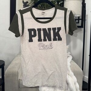 PINK Victoria's Secret Tee T-shirt, XS, Green and Gray